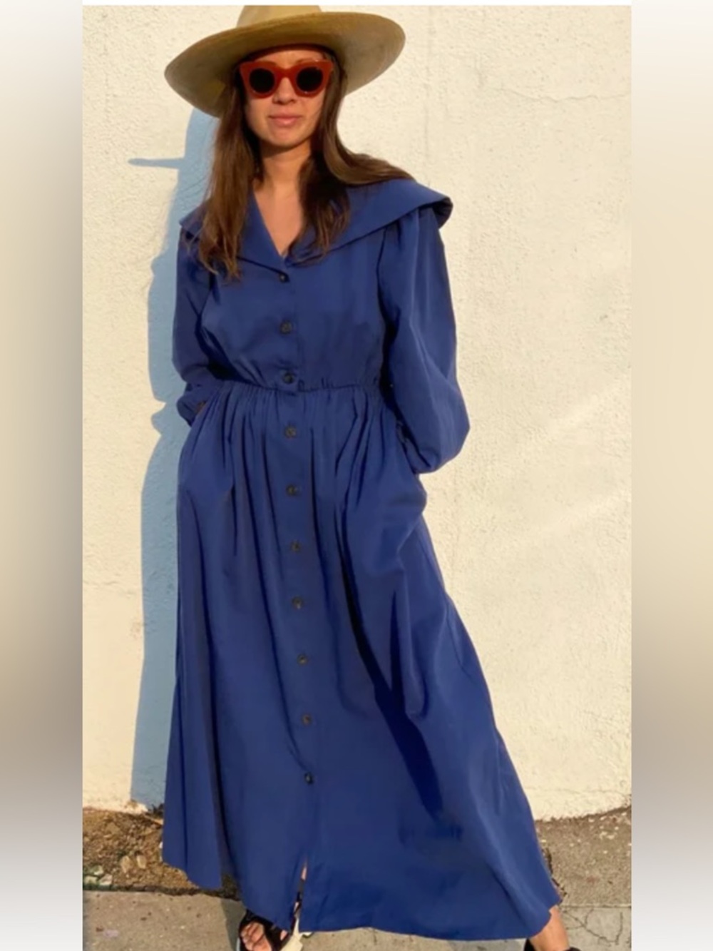 Selva Negra Thelma  Blue Button-Front Maxi Dress XS